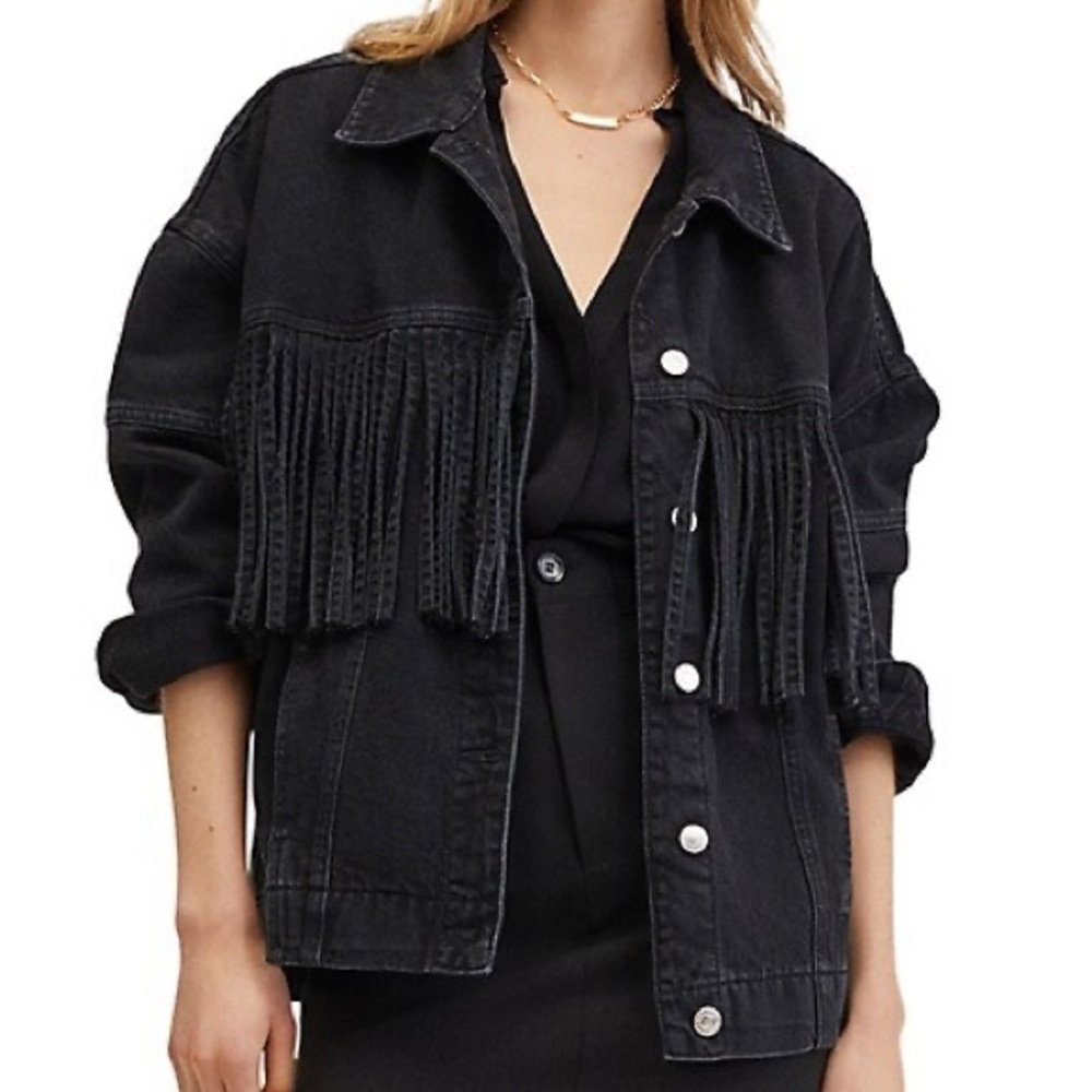 Mango Denim Fringe Jacket